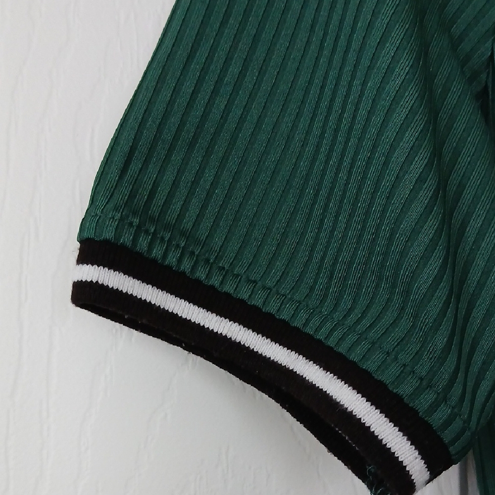 Green Ribbed Women's Top - Picture 5 of 7
